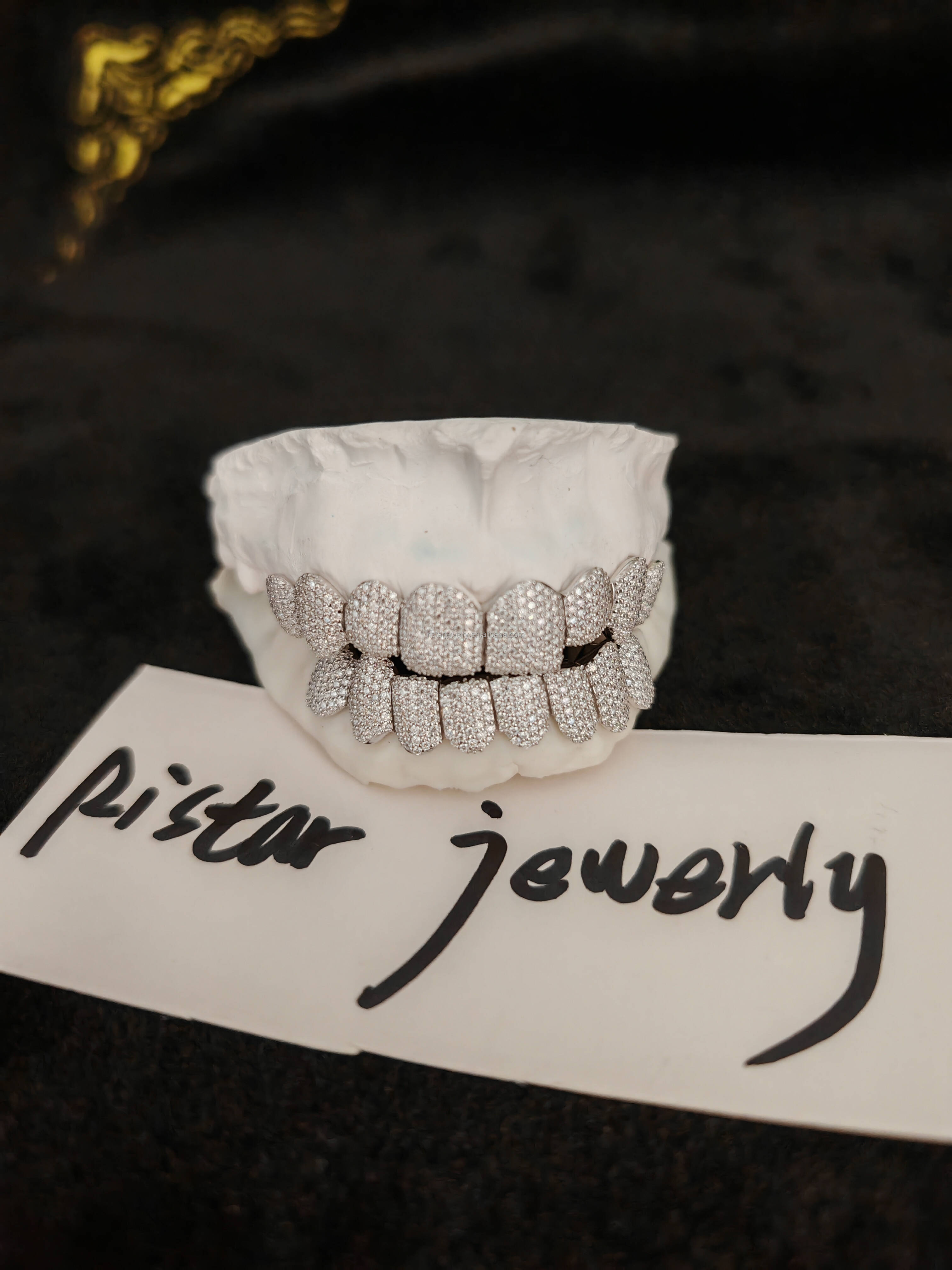 Hip Hop Deep Cut Iced VVS Moissanite Grills Custom Real Gold Plated 925 Silver Zig Zag Setting Moissanite Diamond Teeth Grillz