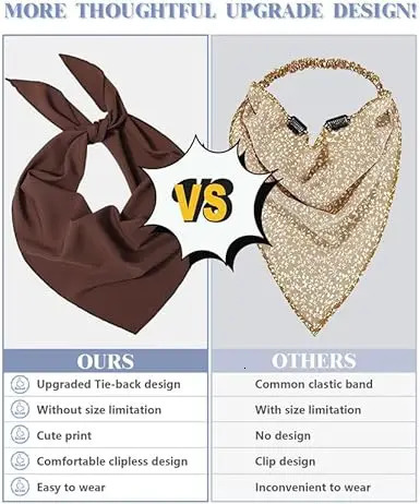 3-Pack Boho Hair Bandanas - Triangle Tie-Back Head Scarves for Women Girls - Stylish Kerchief Headbands 250723