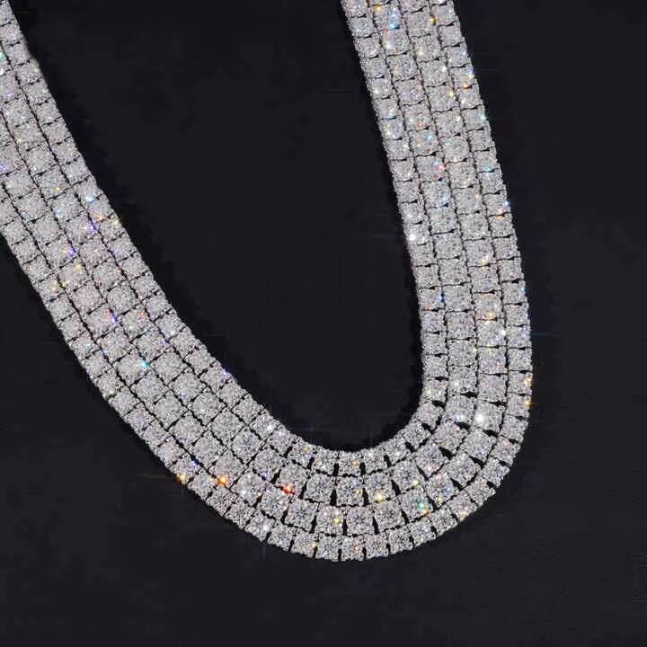 Hot Sale 3Mm 4Mm 5Mm Vvs Pass Diamond Tester Iced Out Chain Tennis Necklace White Gold 925 Sliver Custom Moissanite Tennis Chain