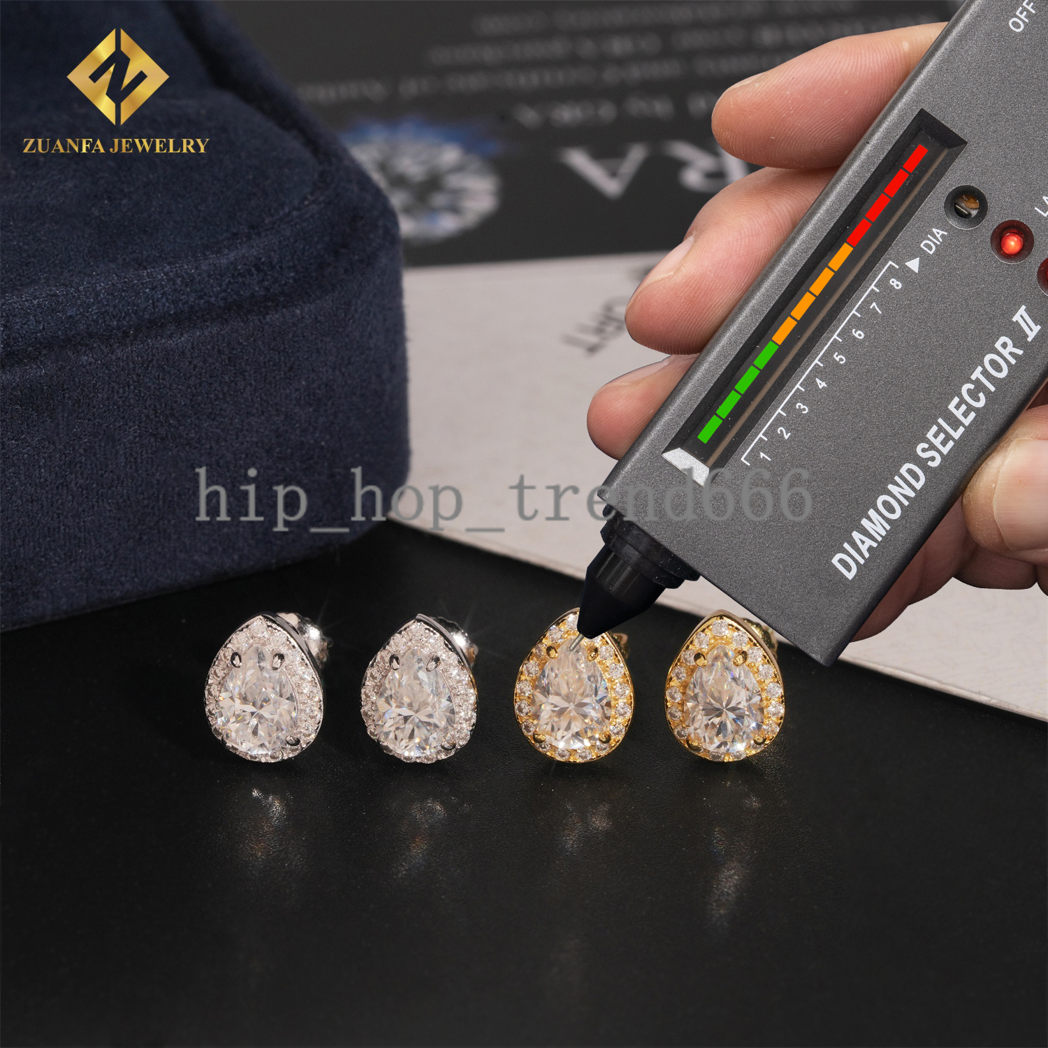 Factory Wholesale Pear Cut Halo Stud Earrings 925 Sterling Silver VVS Moissanite White Gold Plated Screw Back Ear Studs