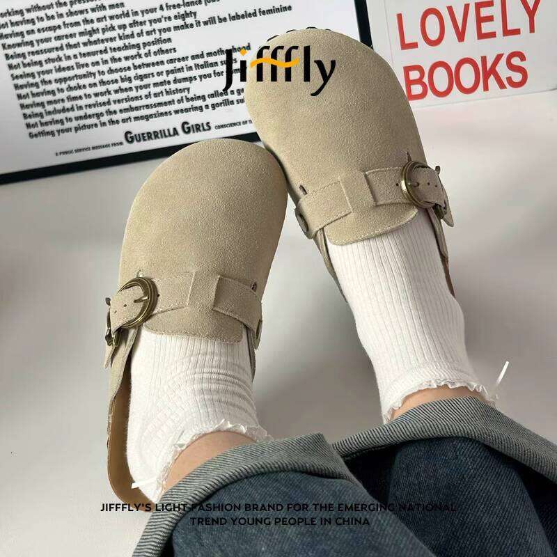 Jifffly Birkenstock Shoes for Women 2025 Summer New Style Outdoor Slip-On Thick Sole Full Cover Toe Half Slippers