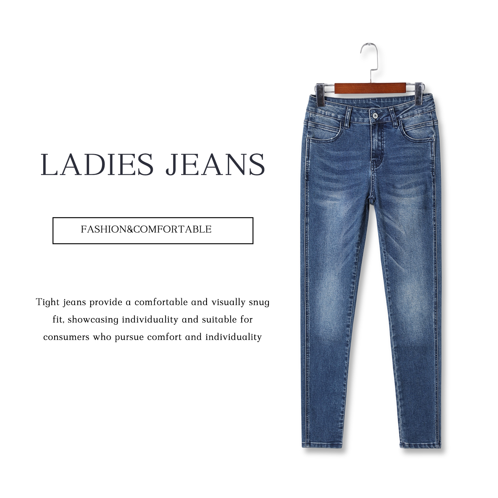 Tight jeans for women slim fit lifted buttocks elastic fit slim fit small foot design essential for commuting and dating