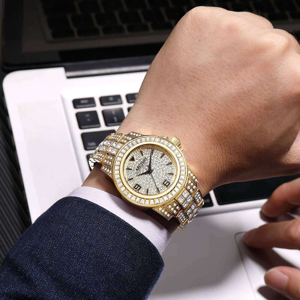 DHwatches MEGIR Men's Luxury Watch - Diamond, 42mm Big Face, 30M Waterproof, Stainless Steel, Hip Hop Fashion Wristwatch