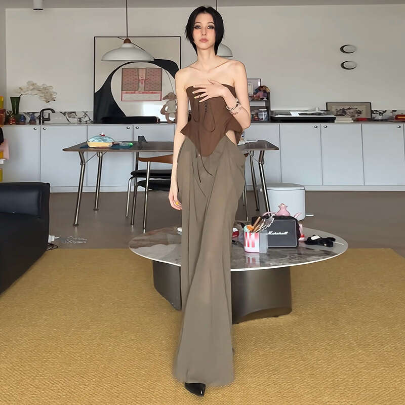2025 Women's Spring New Fashion Sexy Tube Top High Waist Fake Two-Piece Dress a6e