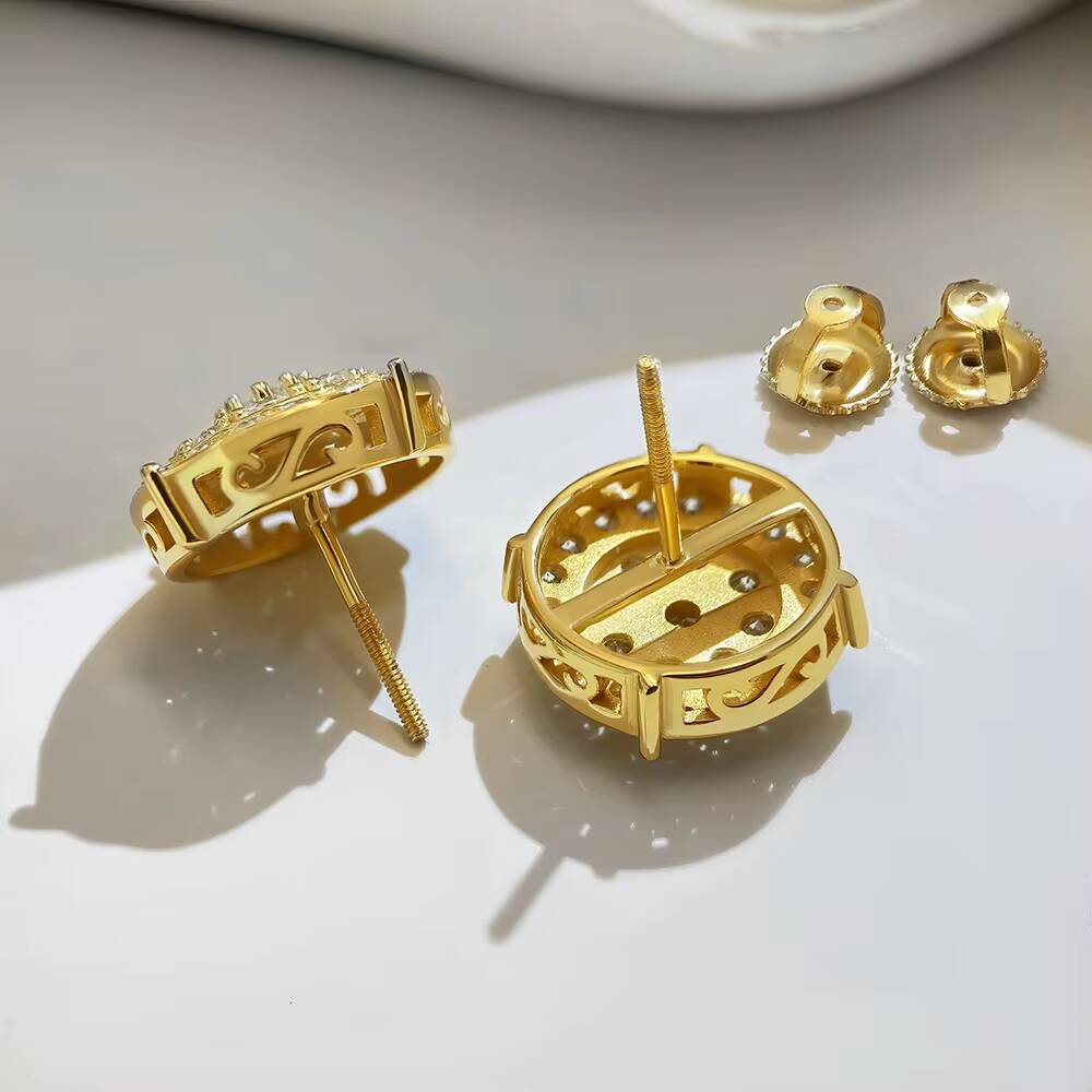 Classic Fine Jewelry Women Men Moissanite Stud Earrings 925 Sterling Silver Screw Back Iced Out VVS Moissanite Cluster Earrings