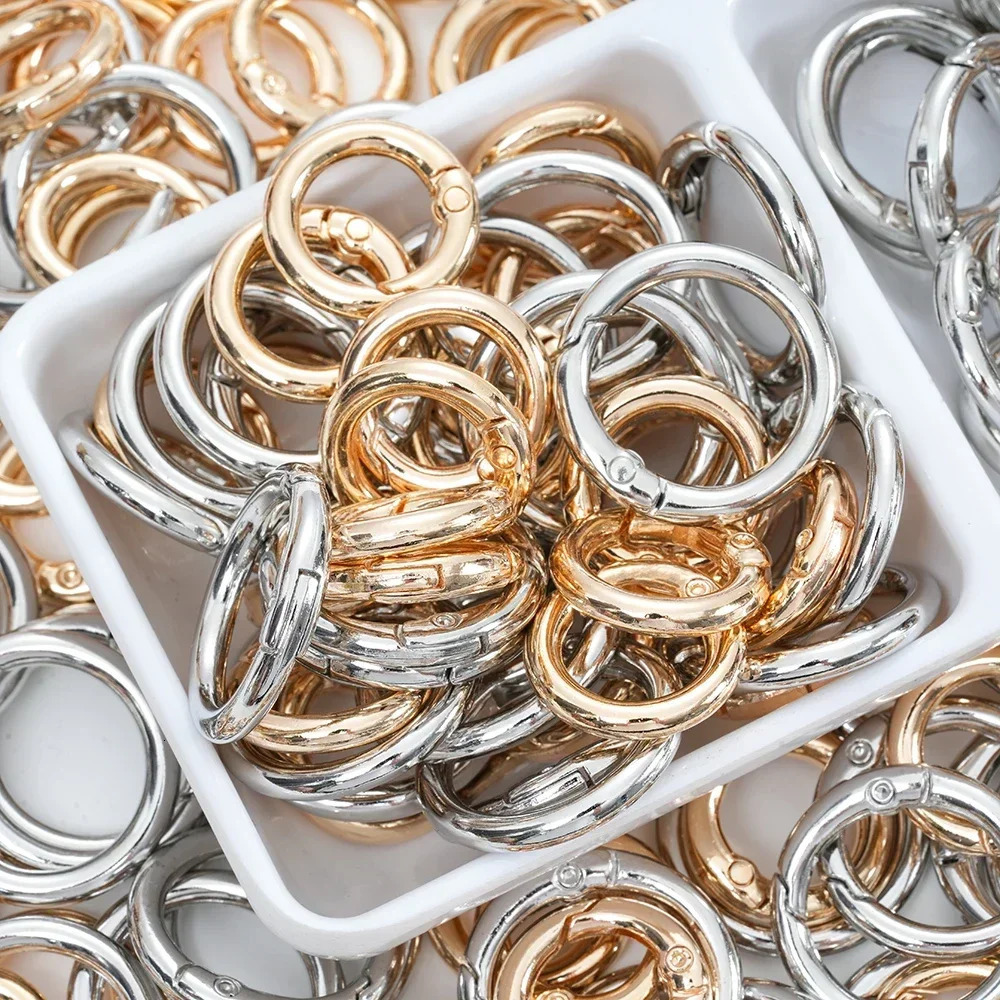 5pcs Metal Ring Spring Clasps Openable Round Carabiner Keychain For Diy Dog Chain Buckles Bag Cell Phone Chains Accessories 250723