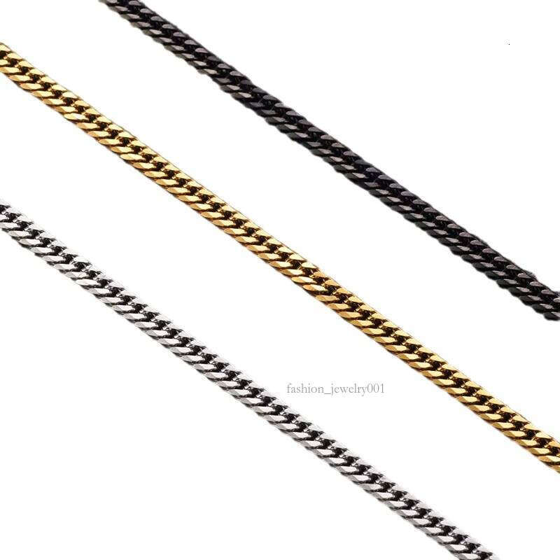 Hot Sale Mens Hip Hop Jewelry 4mm-8mm Dia-Cut Black Gold Plated Stainless Steel Cuban Curb Link Chain Necklace for Men
