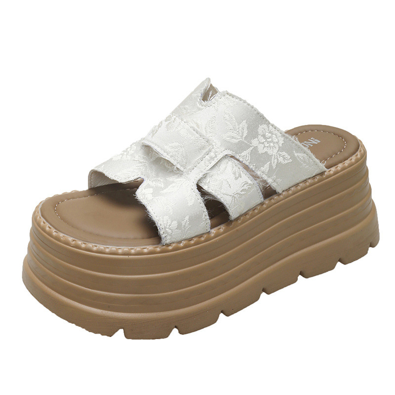 Ddmysports European Style Soft Leather Platform Thick Sole Slide For Women Summer New Height Increasing Outdoor Versatile Casual Beach Sandals Outdoor