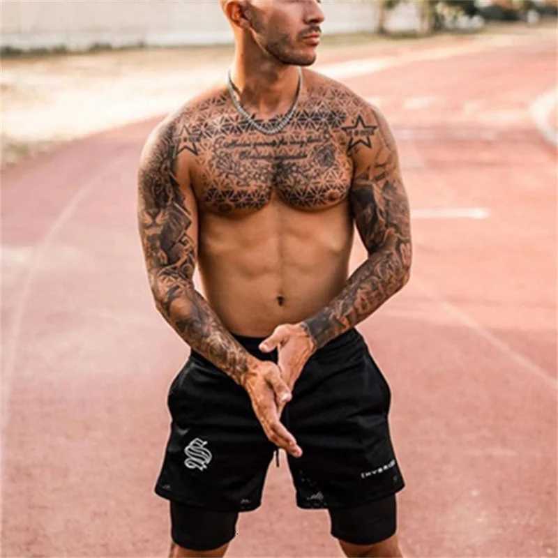 2 in 1 Summer Printing Breathable Mens Gym Fitness Running Shorts Quick Dry Male Shorts Mesh Bodybuilding Short Pants W250724