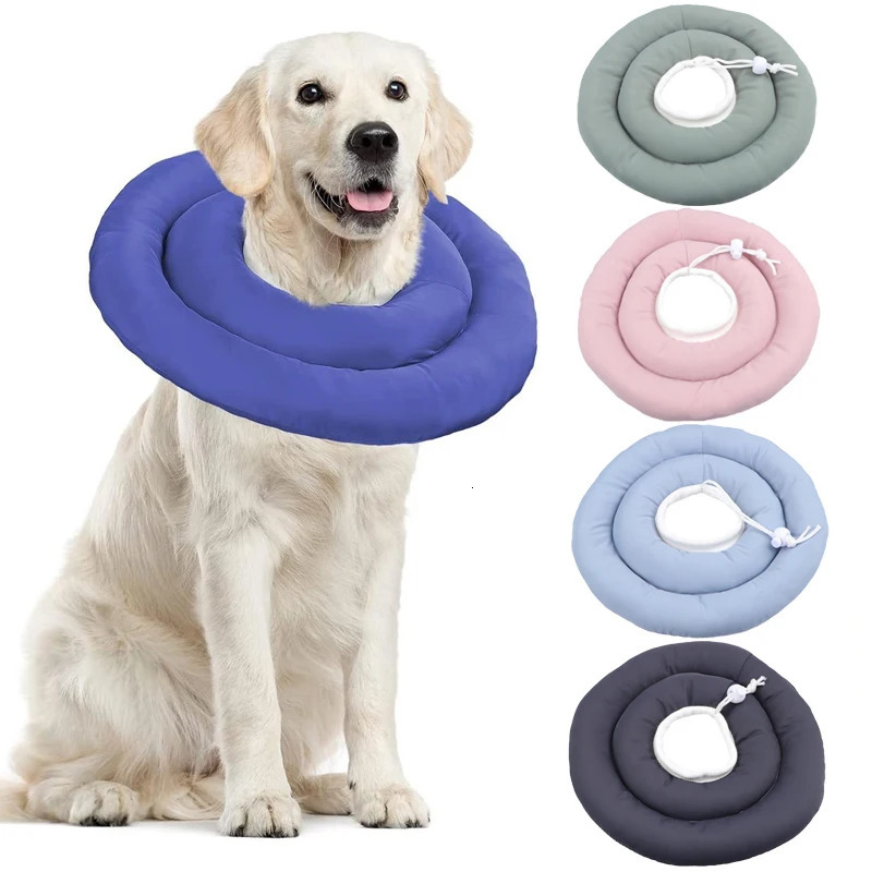 Elizabethan Collar For Dogs Adjustable Neck Drawstring Waterprof Protective Donut Collar Prevent Biting Scratching 250716