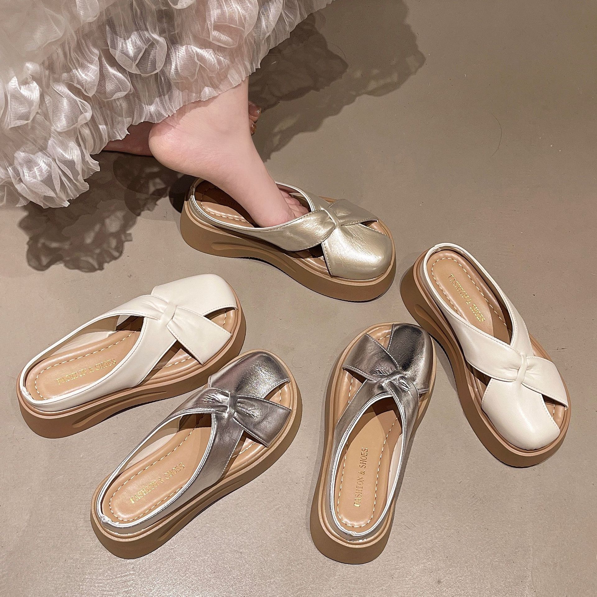 Ddmysports Thick Sole Closed Toe Half For Women New Outdoor Lazy Slip On Sandals Versatile Summer Slippers Outdoor Shoes