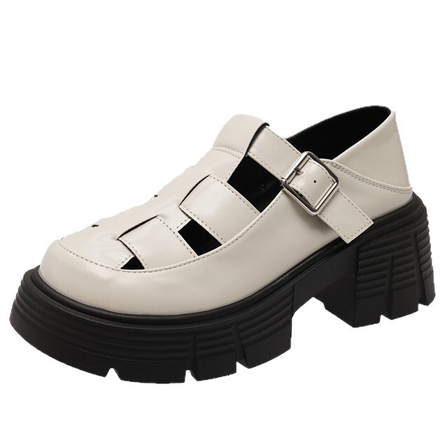 Ddmysports Platform Roman For Women New Spring Summer Hollow Out Chunky Shoes Fairy Style Student Height Increasing Closed Toe Sandals Outdoor Shoes