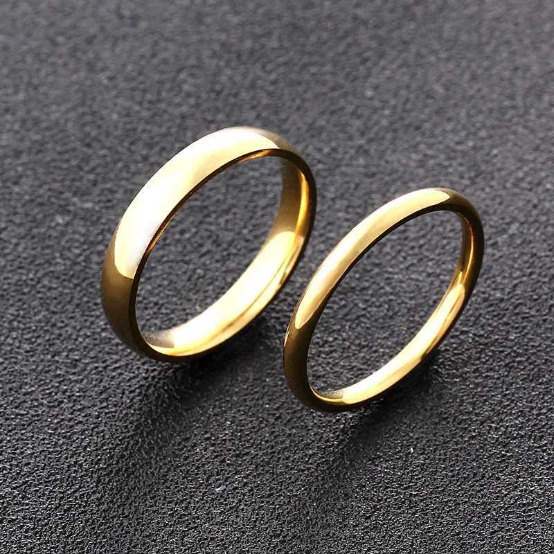 High quality titanium steel plated 18K gold ring for couples European and American men and women 2mm 4mm 6mm 8mm simple ring W250417