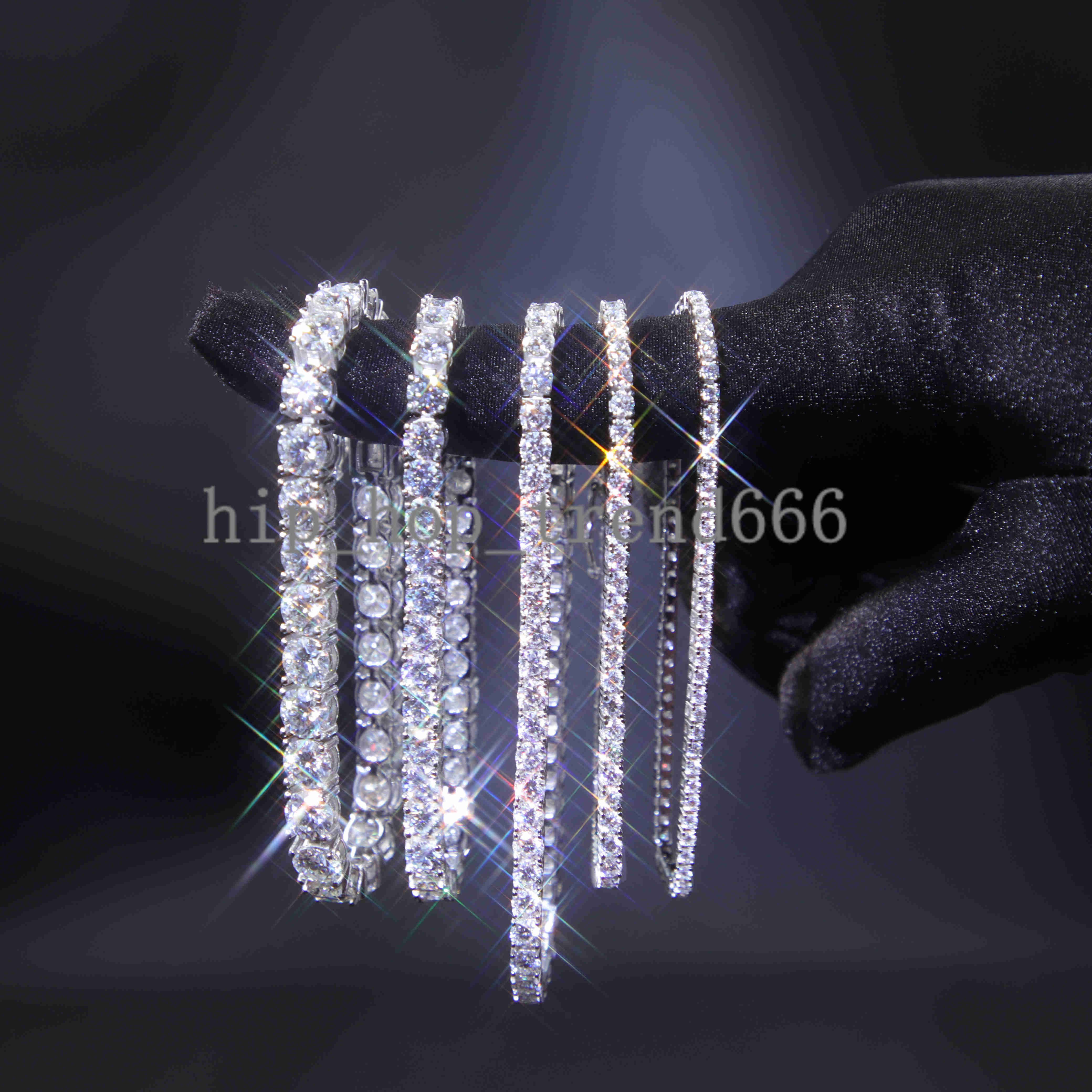 Fine Jewelry Hip Hop 2-5mm 925 Sterling Silver Pass Diamond Tester VVS Moissanite Iced Out Tennis Chain Bracelet for Men Women