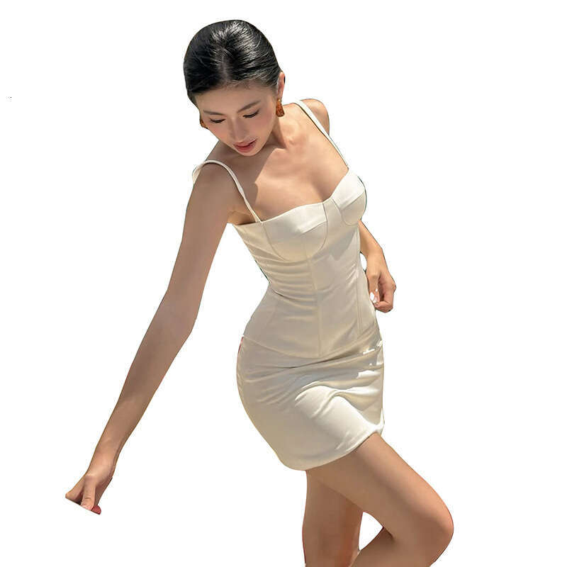 2025 Summer New Pure Desire Style Elegant Slim Fit Short Waist-Cinching Sexy Bodycon Strap Dress 280