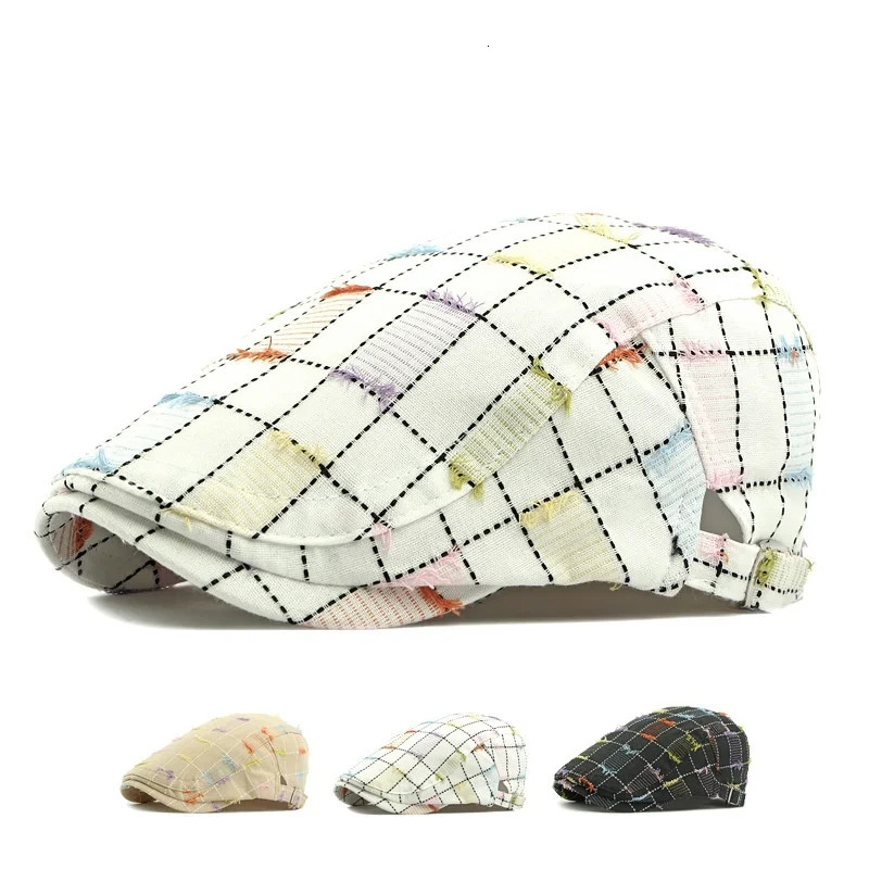 Small Fresh Plaid Beret British Retro Trendy Forward Hat Casual Versatile Artist Cap Street Pography Duckbill Flat Hat 250723