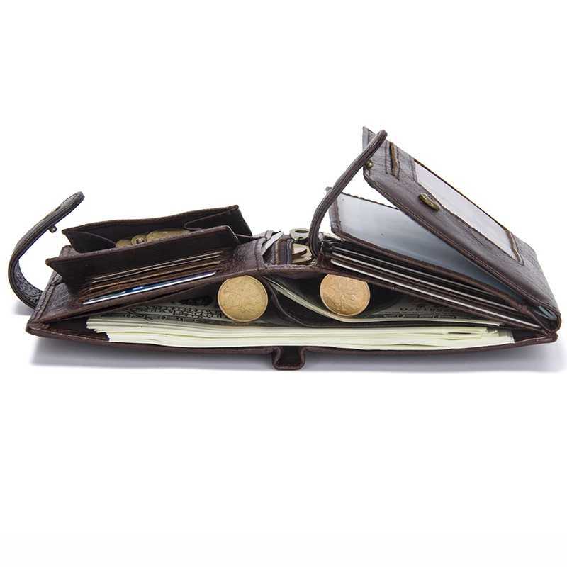 CONTACTS Top Quality Genuine Cow Leather Wallet Men Hasp Design Short Purse With Passport Photo Holder For Male Clutch Wallets Z250725