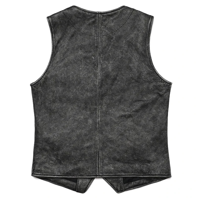 Gery Vintage Genuine Leather Vest Man Natural Cowhide Work Clothes Mens Safari Style Slim Sleeveless Jacket 250725