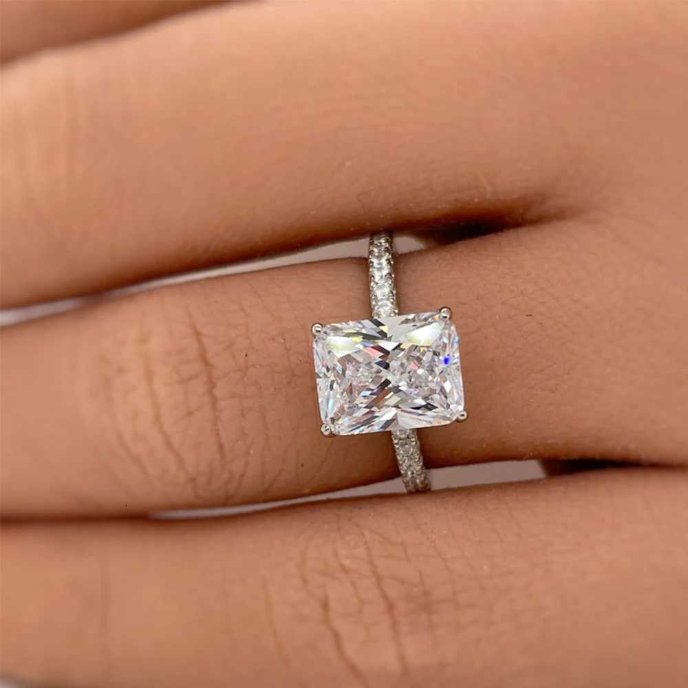 1/2/3/4 CT Radiation Cut Moissanite Engagement Ring GRA Certified 925 Pure Silver Halo Diamond Wedding Ring W250417
