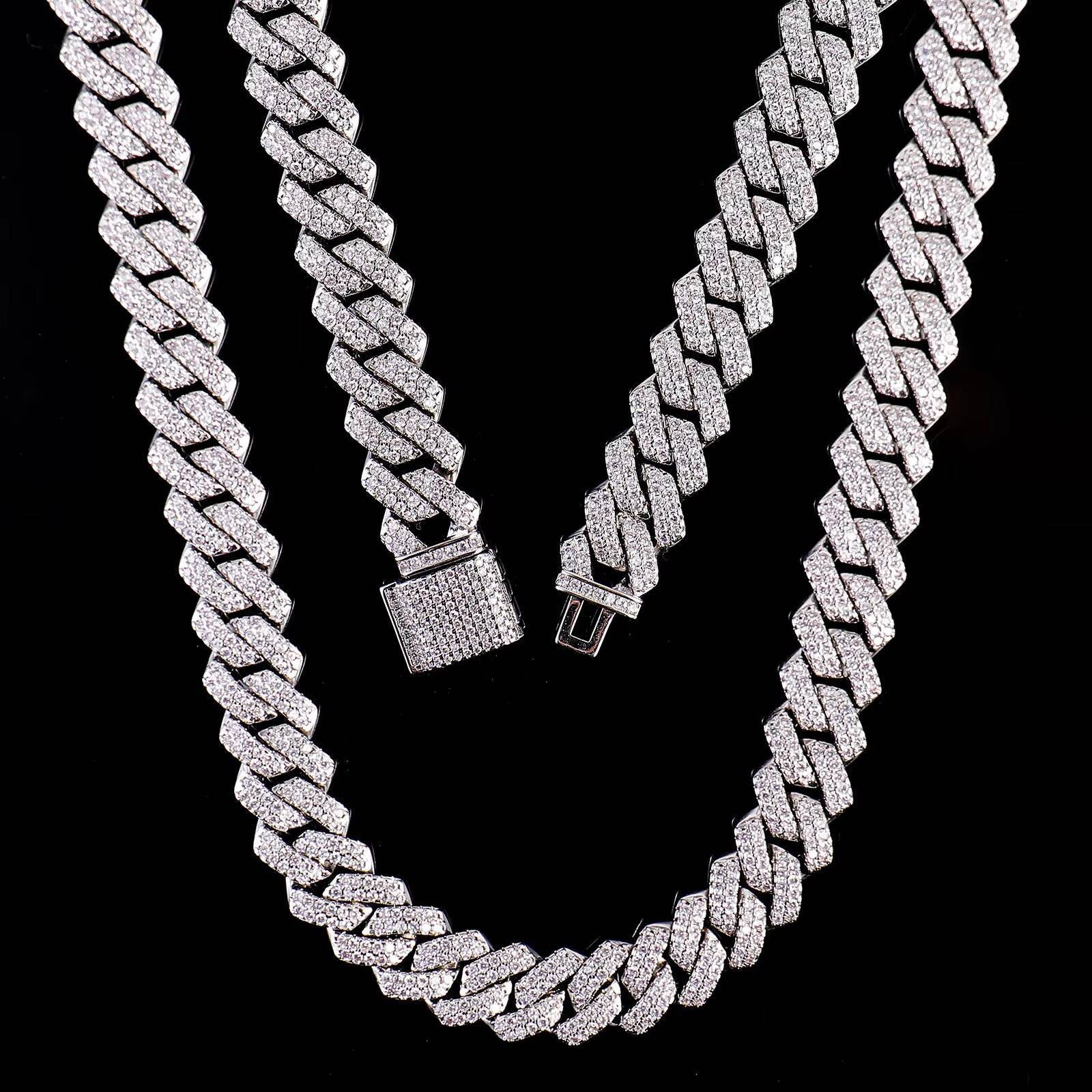 Wholesale Custom 6mm Cuban Link Chain Necklace 18/20/22in Silver Gold Plated Choker Hip Hop Moissanite Jewelry