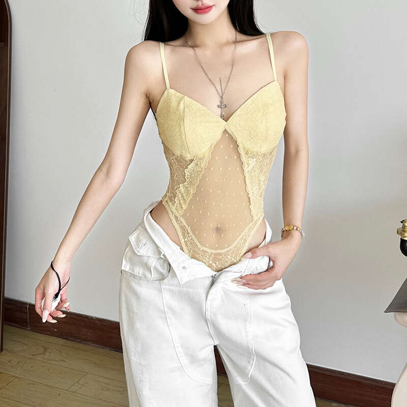 2025 Spring New Women's Solid Color Slim Street Fashion V-Neck Strap Sleeveless Jumpsuit 524