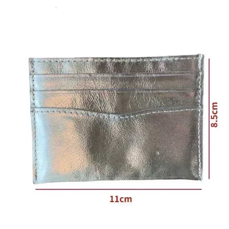 Womens Genuine Leather Wallet Multiple Cards Slots Card Bag Silver Holder Coin Purse Ultra-thin Bank ID Card Holder Z250725