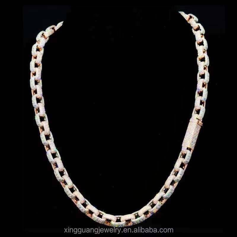 Iced Out Fine Jewelry Pass Dia Test 15mm Box S Sterling Sier With VVS Moissanite Cuban Link Chain for Necklace