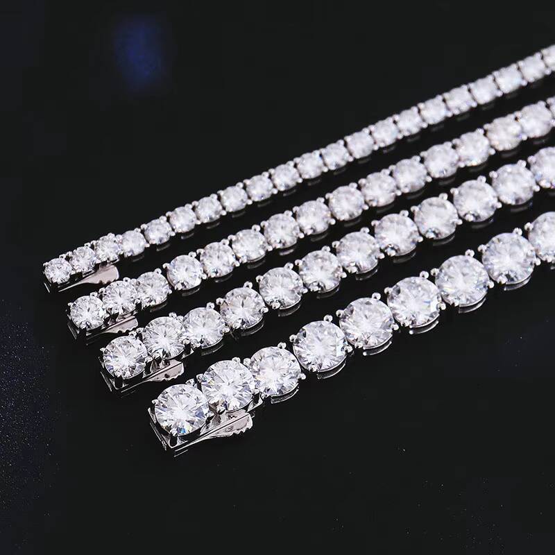 Custom High Quality 925 Sterling Silver Tennis Necklace with 2mm VVS Moissanite Premium Moissanite Necklaces