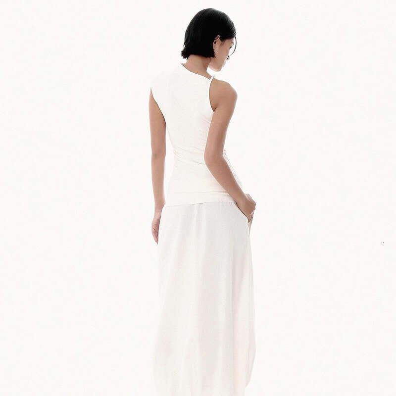 INS Style 2024 Summer New Women's Solid Color Slim Fit Street Fashion Sleeveless Top a7a