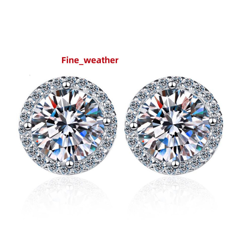 Iced Out 0.5ct 1ct 2ct halo Moissanite Diamond Earrings 925 Sterling Silver Hip Hop Moissanite Stud Earrings Men and Women