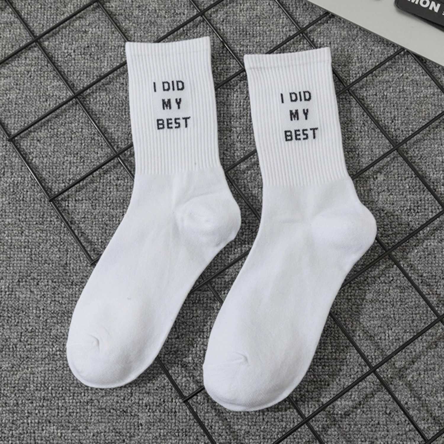 5 Pairs/Set New Women Letter Jacquard Series White Cotton Socks Street Sports Hip Hop Fashion Men Unisex Socks Dropship X250725