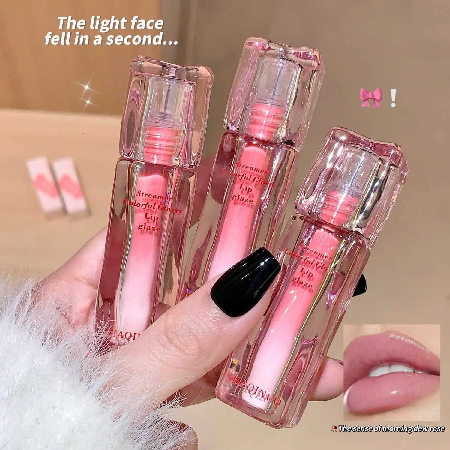 SHAQINUO 6-color mirror doe glass lip flow dazzle color water light lip glaze pure desire feeling white lipstick lip clayXJ250724