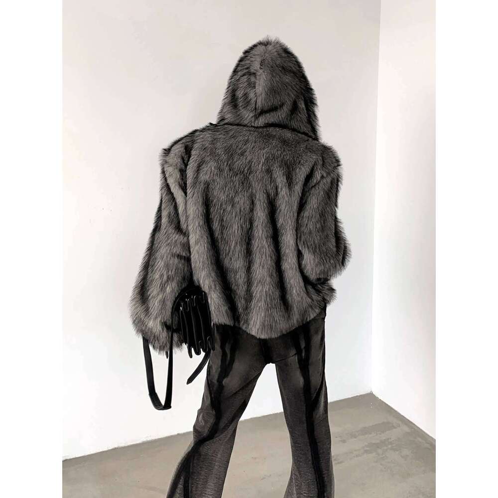 Fashion Mink Plush Imitation Jackets Men's 2025 Autumn Winter High-End Design Chic Faux Fur Coats Trendy Hooded Short Jacket