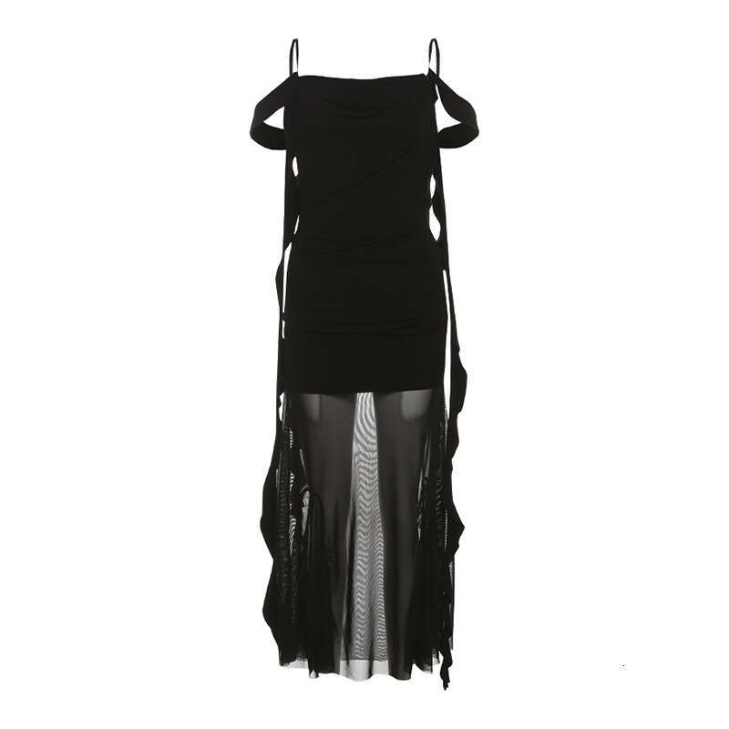 2025 Summer New Off-Shoulder Irregular Slim Fit Elegant Waist-Tie Strap Dress for Women 377