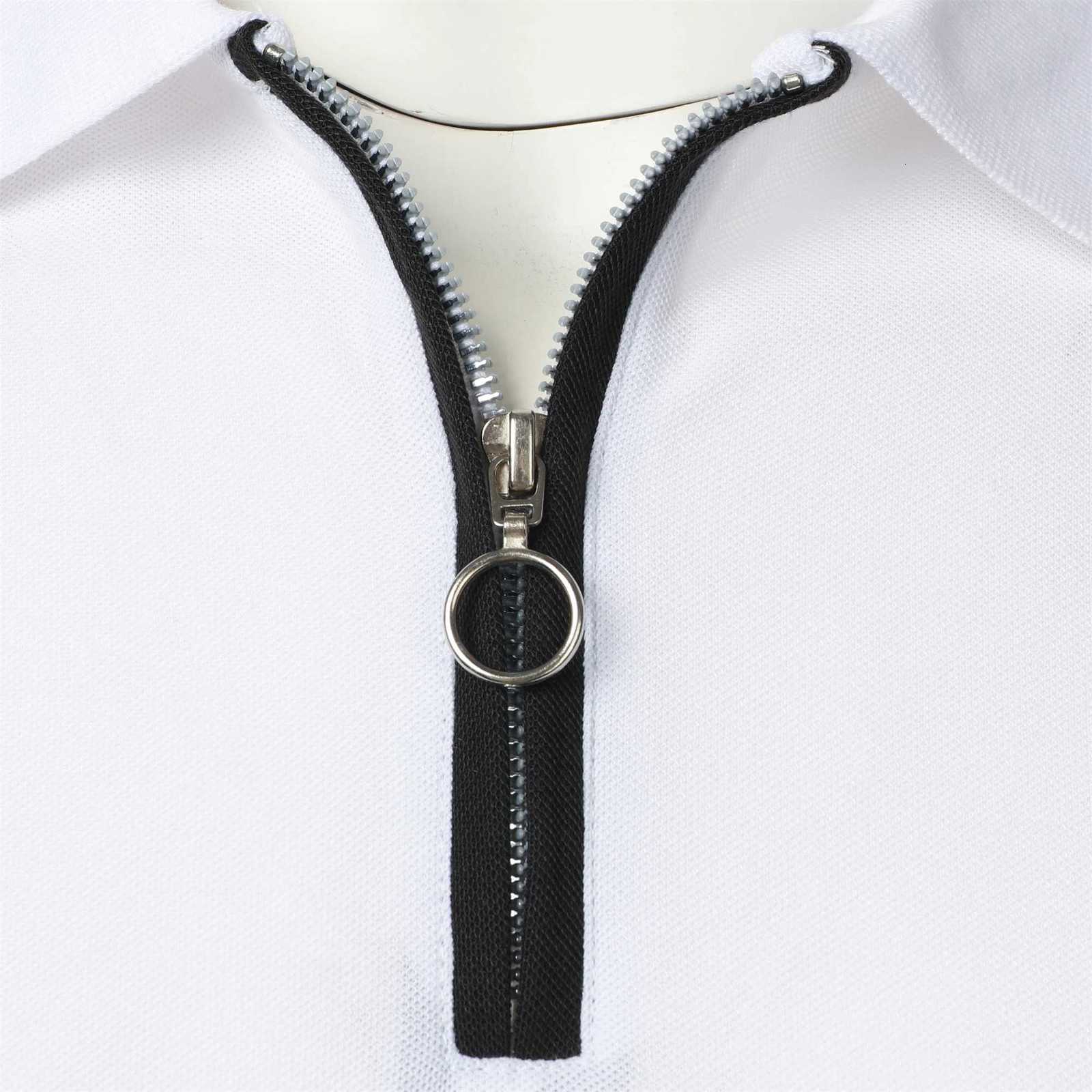 Mens Polo Shirt Color Matching Short-Sleeved Zipper Lapel T-Shirt Casual Shirt XJ250725