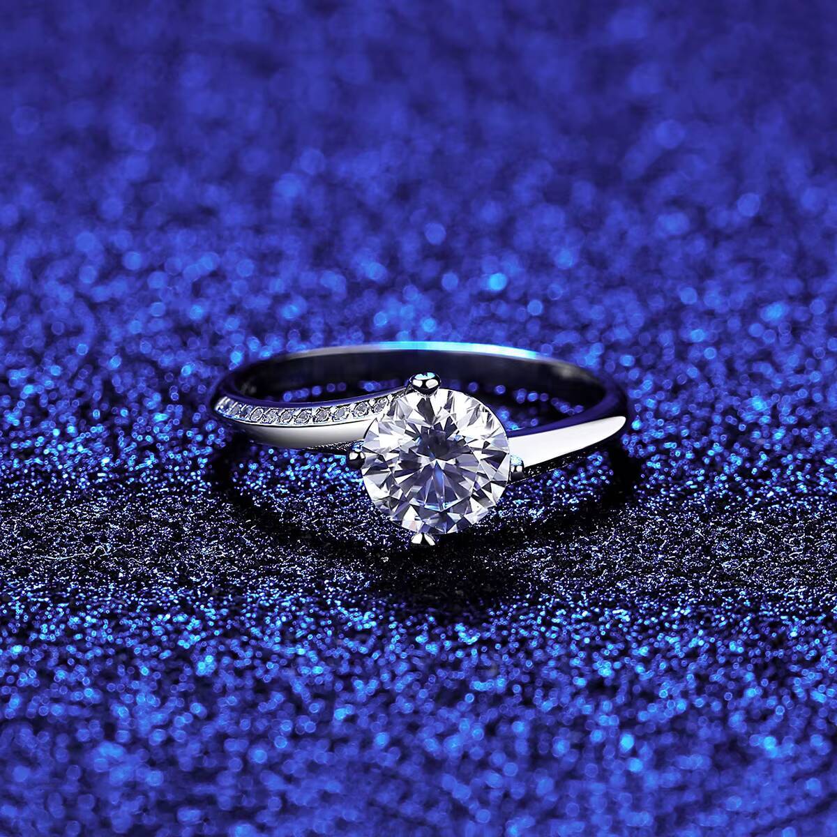 Wholesale High Quality Moissanite Ring 925 Sterling Silver VVS1 D Color Simple Engagement Wedding Diamond Ring for Women