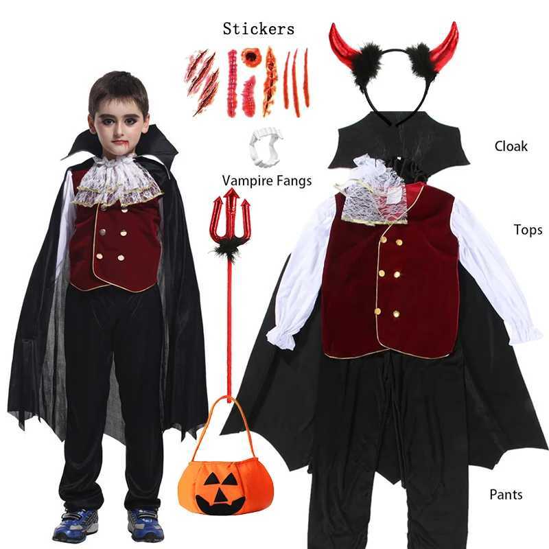 Girls Red Vampire Halloween Kids Costumes for Girl 2025 Carnival Par Prom Gown Ghost Bride Gothic Cosplay Children Clothing Z250725