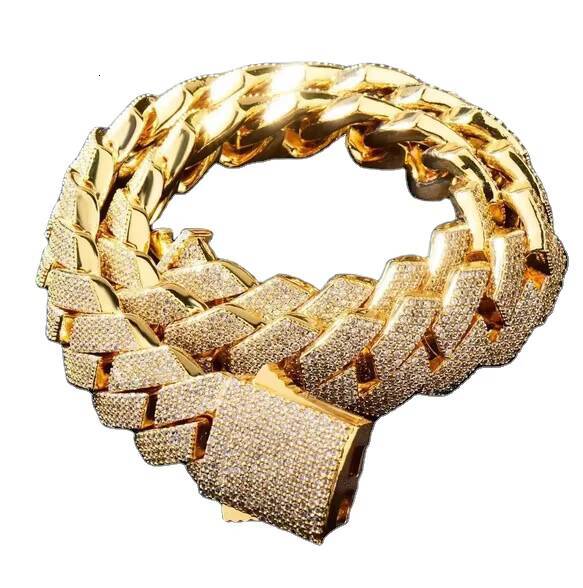 Luxury 925 Sterling Silver Miami Cuban Link Chain Custom Moissanite round Brilliant Cut Diamond Necklace for Men