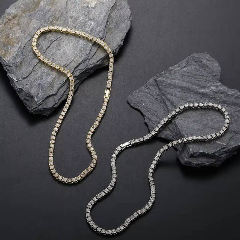 18K Gold 5mm Tennis Chain Jewellery Diamond Choker Iced Out Hip Hop Chains Bling Jewelry Gold Silver Tennis Chain
