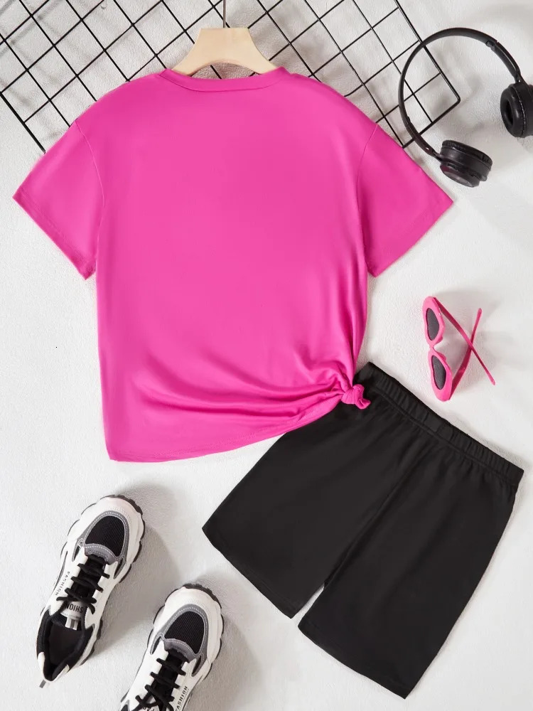 Summer Baby Girls Clothes Set Kid Sweet Heart Printed Tshirts and Shorts 2 Pieces Suit Children Short Sleeve Tracksuits 250725