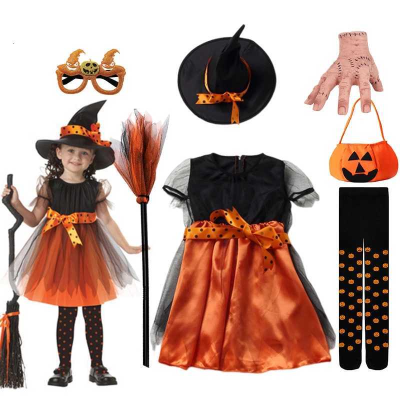 Girls Pumpkin Costume Kid Princess Pageant Dress Children Vampire Performance Elegant Clothes Witch Halloween Romper 12Y Outfits Z250725