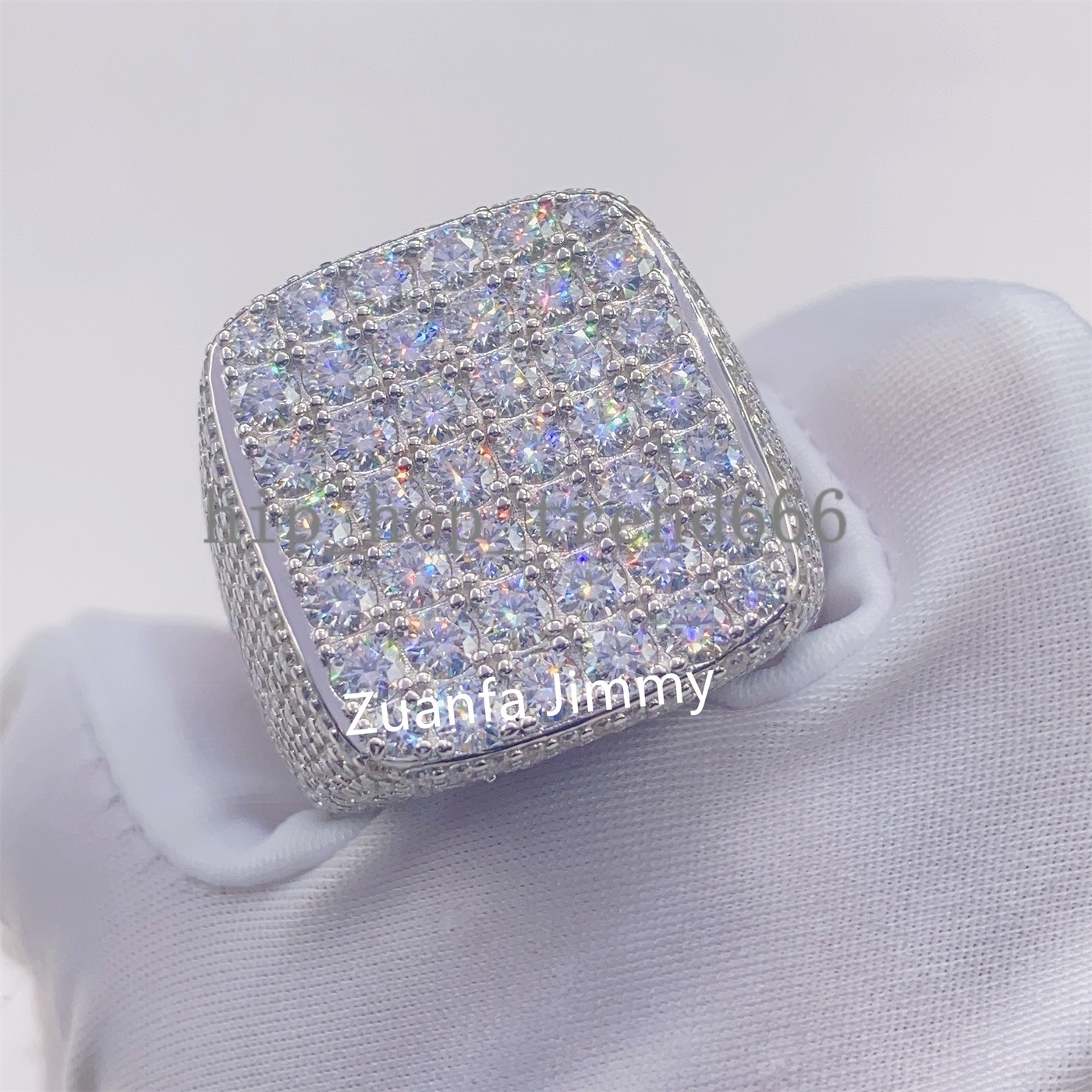 Fashion Jewelry Hip Hop Ring 14k Gold Plated White Gold Plated 925 Silver with Vvs Moissanite Pinky Ring for Man