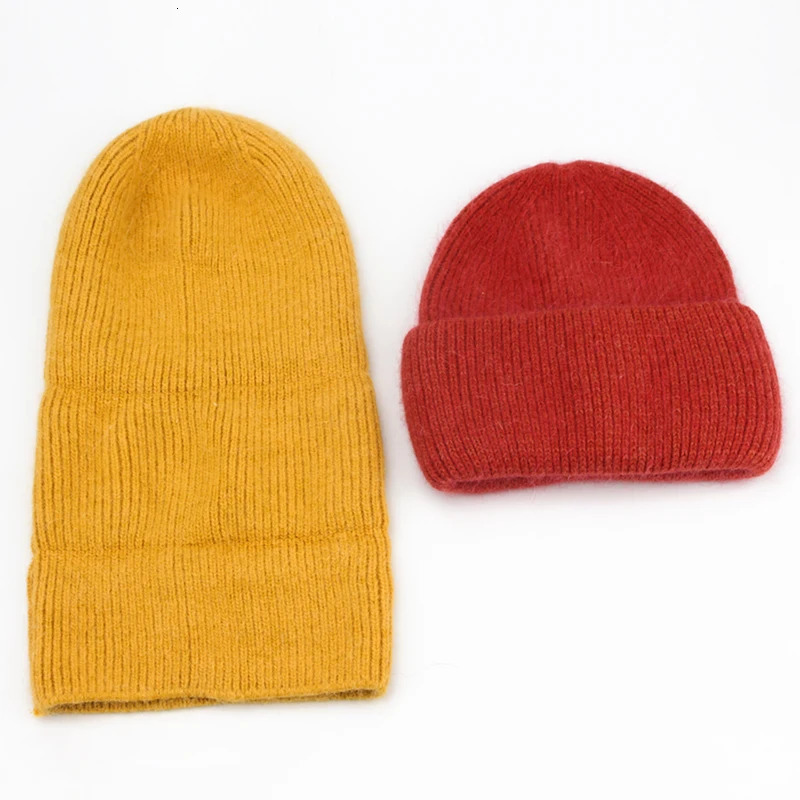 Rabbit Fur Hat Winter Warm Beanies For Women Fashion Cute With Decorate Rhinestone Cap Female Casual Knitted Hats 250724