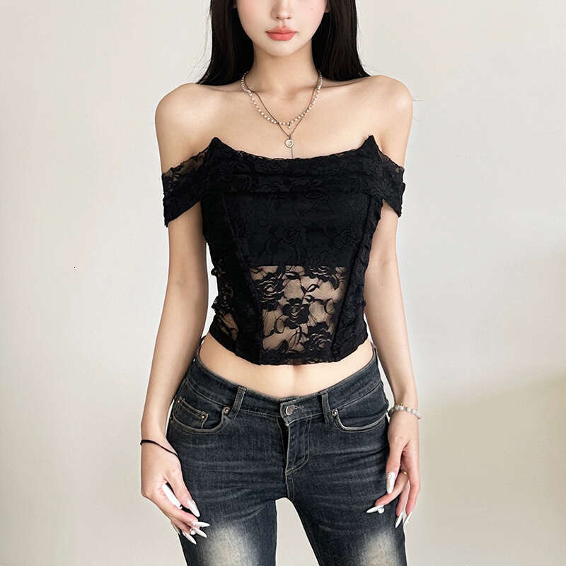 2025 Summer New Fashion Sexy Hot Girl Off-Shoulder Slim Fit Versatile Top 0aa