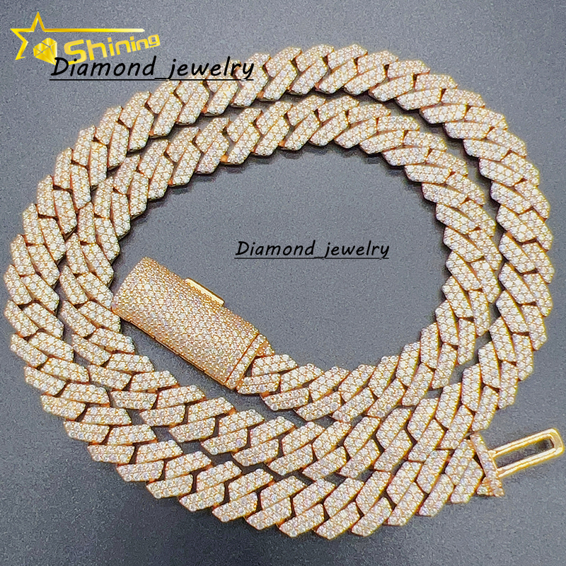 Pass Diamond Tester VVS Moissanite Iced Out 10mm Mens Miami Cuban Link Necklace Hip Hop Lad Moissanite Diamond Bling Cuban Chain