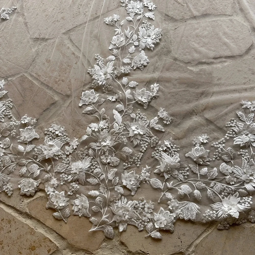 Lace 3 Meters Wedding Veil White Ivory Champagne Cathedral Bride Veil Luxury Floral Applique Wedding Accessories