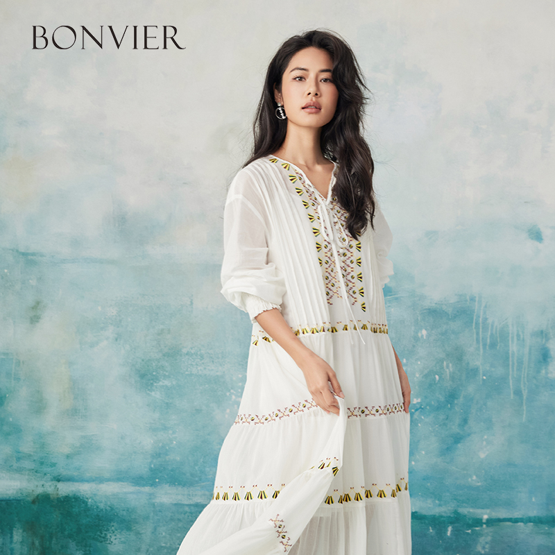 2025 Women Vintage Long Dress Spring Autumn Lace Patchwork Embroidered Elegant Dresses French Slim Long Sleeve Beach Robe Vestidos 6116789