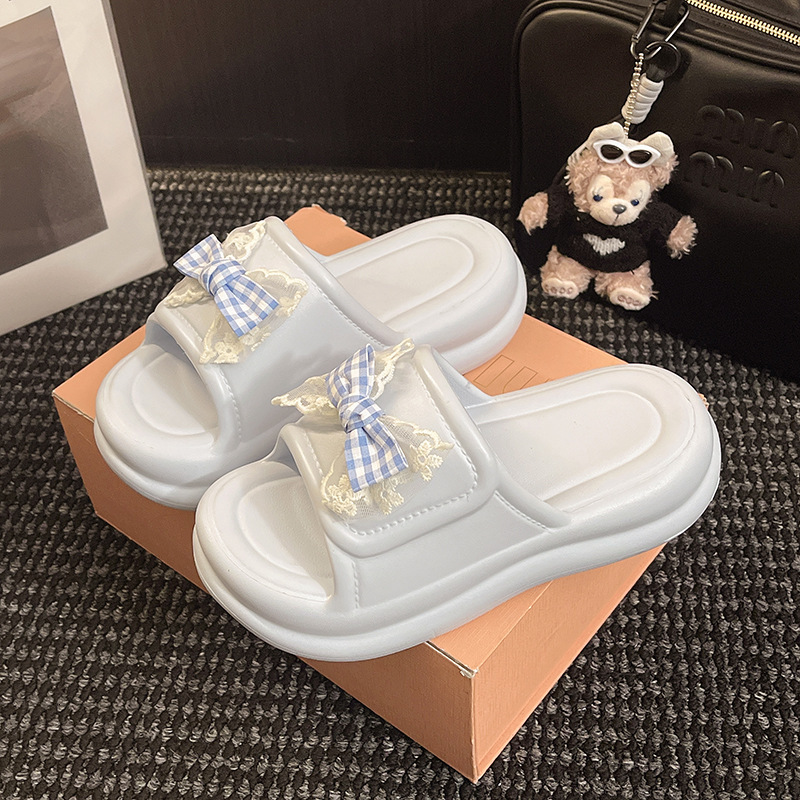 Ddmysports New Fashion Fairy Style Bow Thick Sole Sandals For Women Ins Trend Summer Student Outdoor Slip On Slides Outdoor Shoes