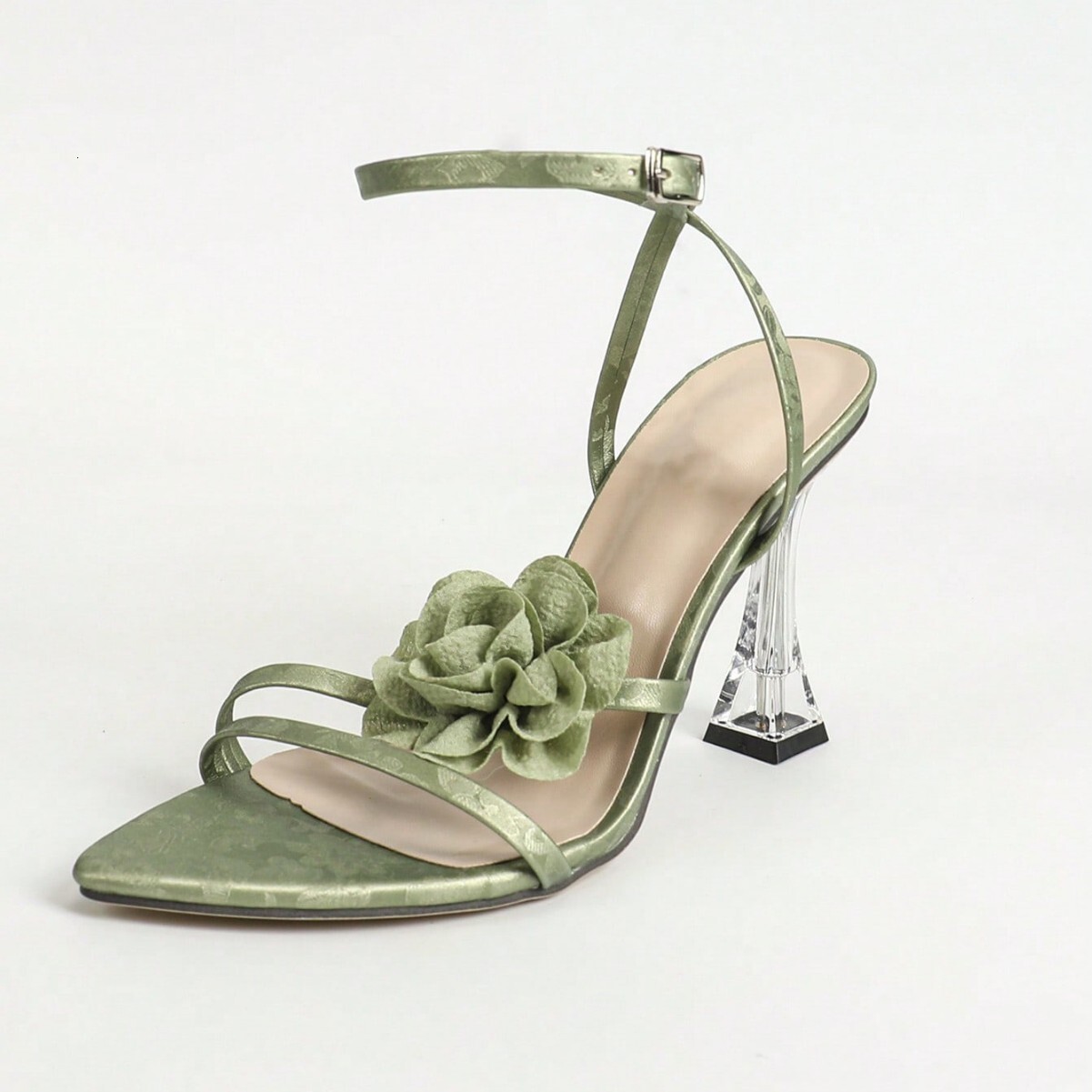 Designer sandals 2025 New Pointed Toe Thin Flower Decoration Fashion Back Strap Design Women's High Heel Sandals
