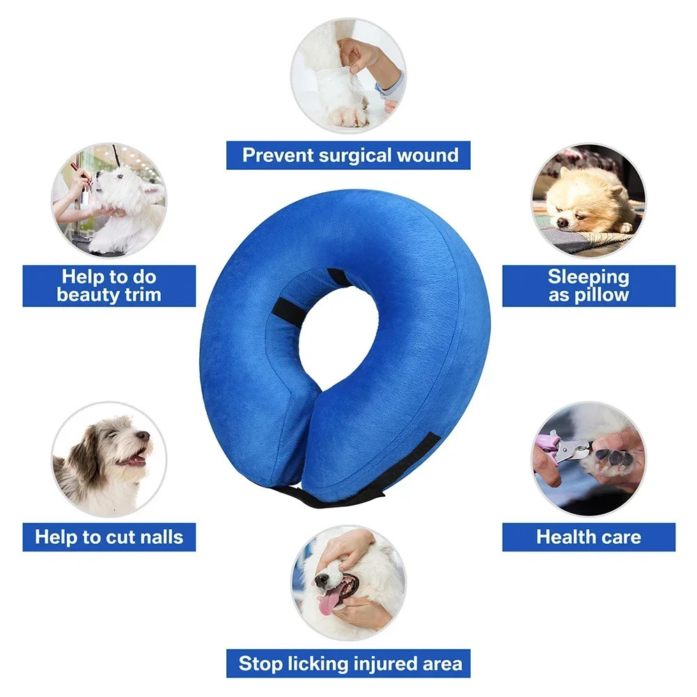 Protective Inflatable Collar for Dogs Cats After Surgery Soft Recovery Collar Not Block Vision Small Medium Large Pet Supplies 250716